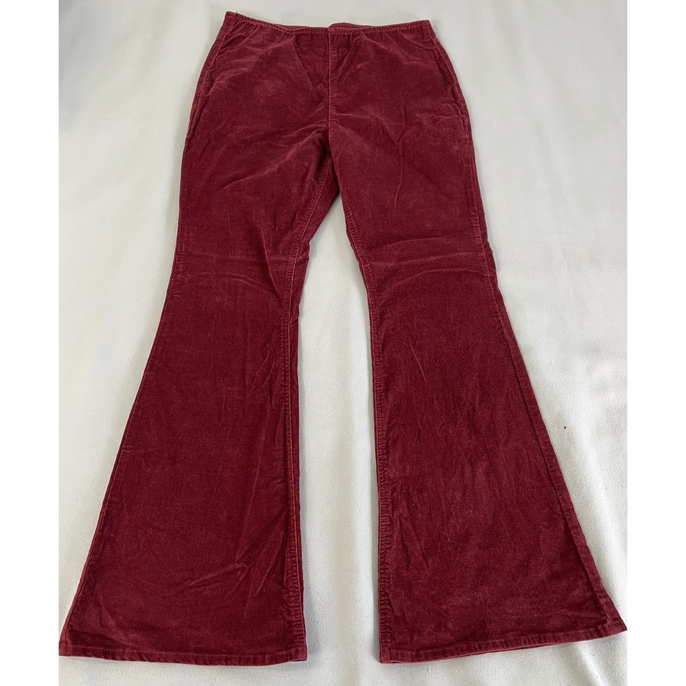 No Boundaries Juniors Red Corduroy High Rise Flare Pants E-Waistband Pull-On L - Picture 2 of 10
